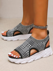 Knit Cutout Platform Sandals