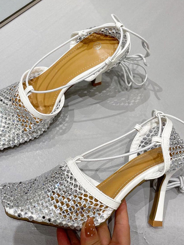 Rhinestone Square Toe Sandals