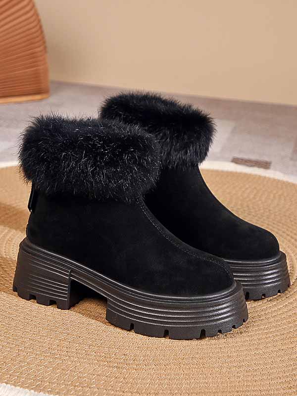 Furry Trim Lined Snow Boots