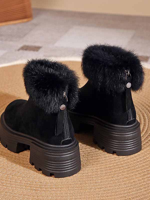 Furry Trim Lined Snow Boots