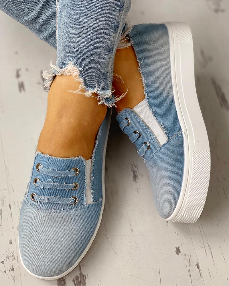 Eyelet Detail Flat Casual Shoes