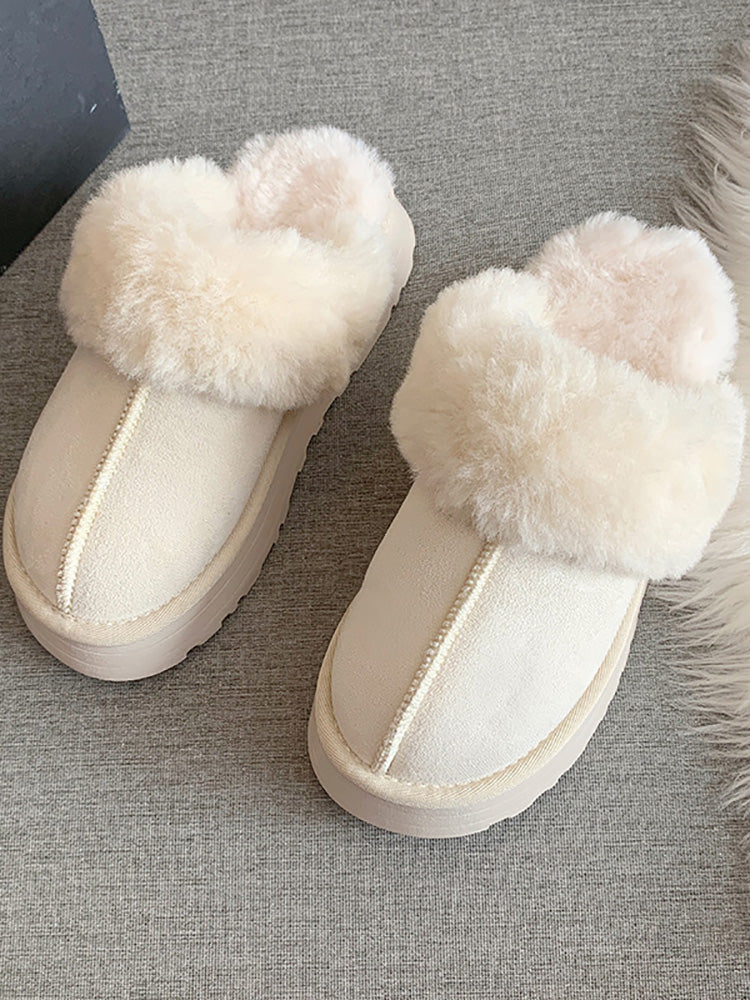 Plush Faux Suede Platform Slider