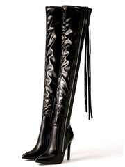 Fringe Pointed Side Zipper Boots