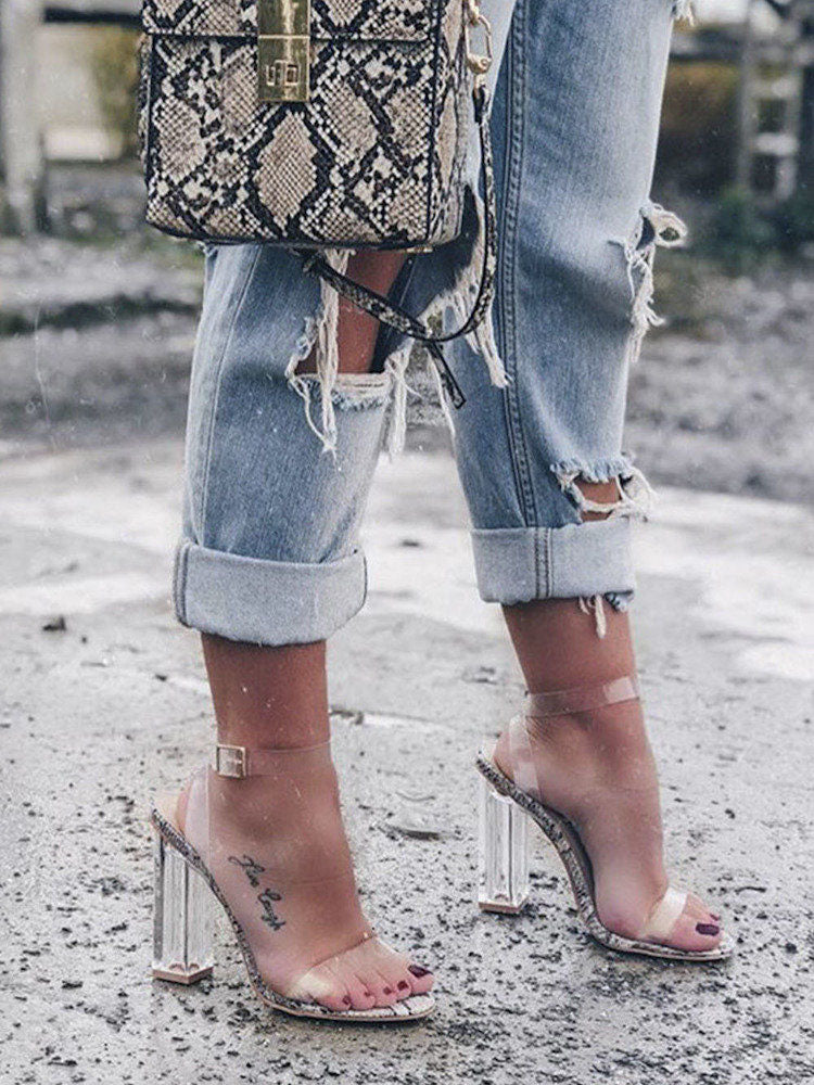 Transparent Ankle Strap Heels