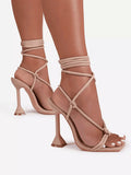 Lace-Up Square Toe Heels