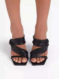 Square Toe PU Sandals