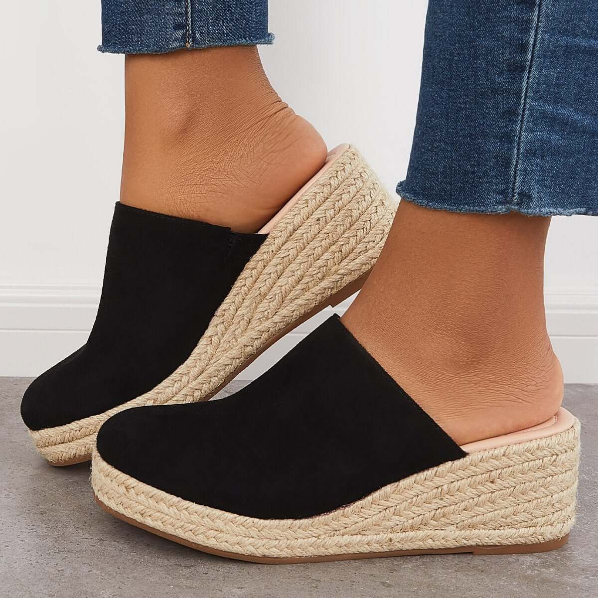 Espadrilles Mule Wedges Platform Slip on Backless Sandals