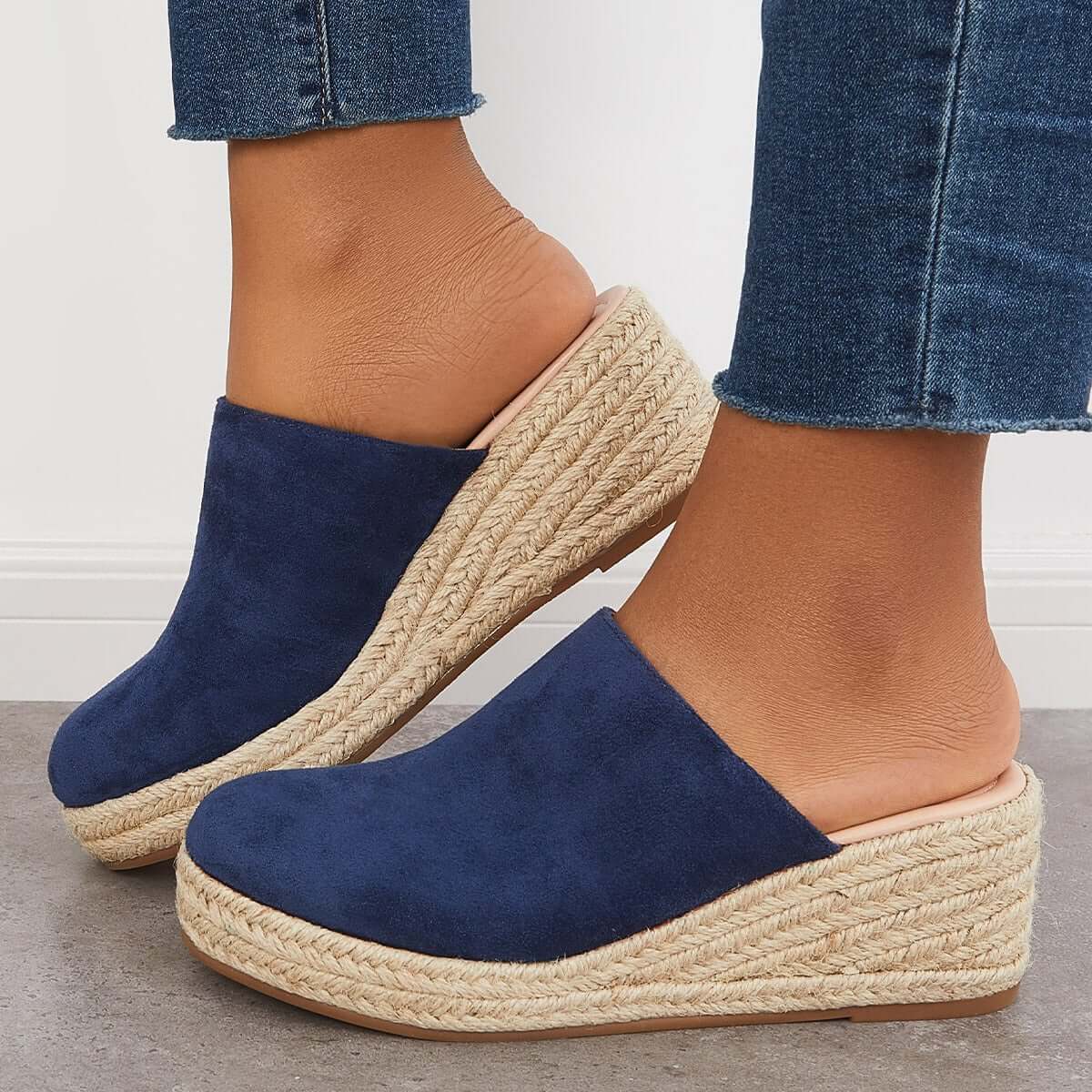 Espadrilles Mule Wedges Platform Slip on Backless Sandals