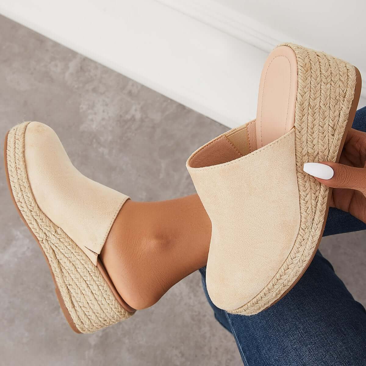 Espadrilles Mule Wedges Platform Slip on Backless Sandals