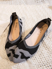 Knit Pointed Toe Leopard Shoes