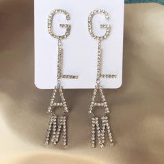 Novelty BOSS rhinestone letter earrings XG2104