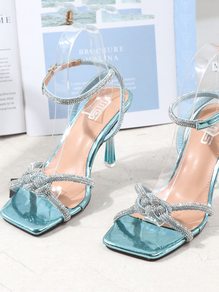 Rhinestone Square Toe Heel