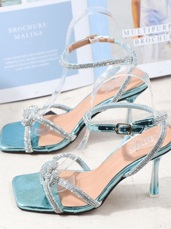 Rhinestone Square Toe Heel