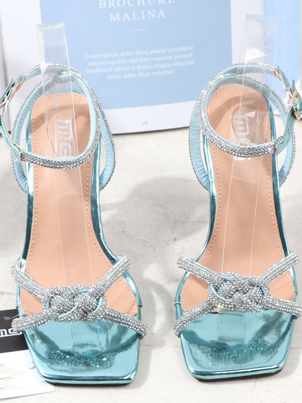 Rhinestone Square Toe Heel