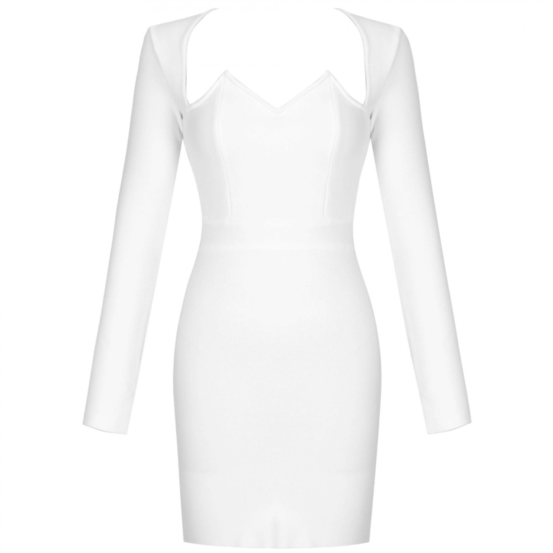 Square Collar Long Sleeve Plain Mini Bandage Dress