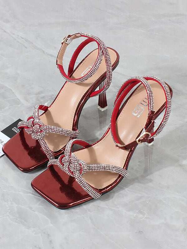 Rhinestone Square Toe Heel