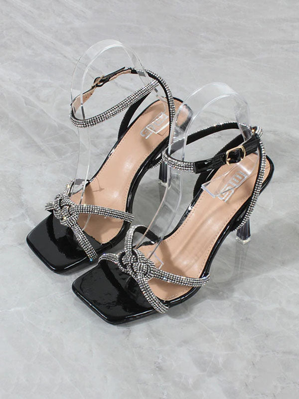 Rhinestone Square Toe Heel