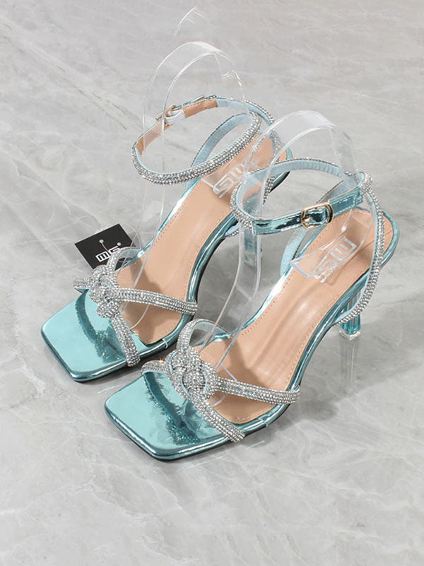 Rhinestone Square Toe Heel