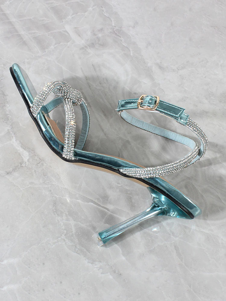 Rhinestone Square Toe Heel