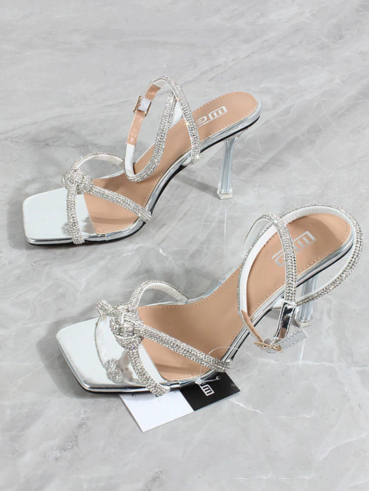 Rhinestone Square Toe Heel