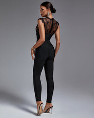 Lace V-Neck Bandage Jumpsuit