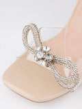 Sparkling Bow Square Toe High Heels