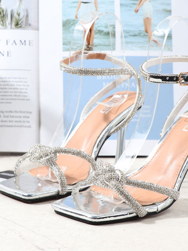 Rhinestone Square Toe Heel