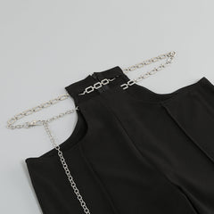 Long Sleeve Drill Chain Exposed Waist Set