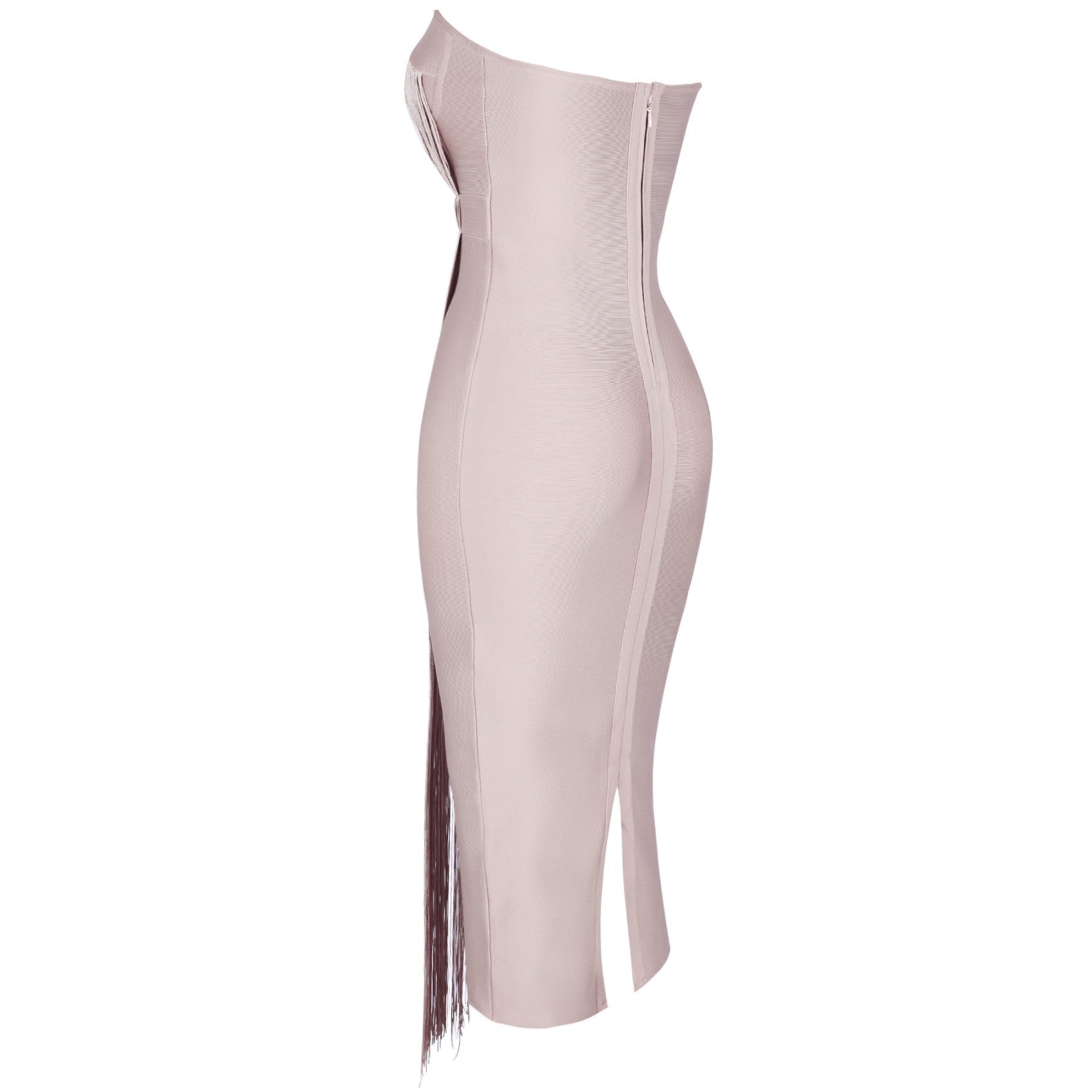 Strapless Sleeveless Tassels Over Knee Bandage Dress