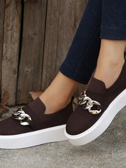 Chain Decor Slip-On Walking Sneakers