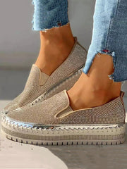 Rhinestone Platform Slip On Shoes