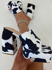 Printed Chunky Heeled Platform Sandals