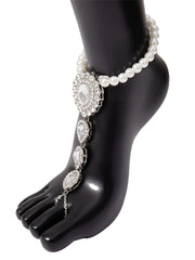 Rhinestone Pearl Anklets