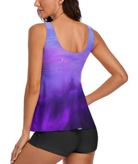 Tankini Galaxy Purple Two Piece Bathing Suits Swimwear