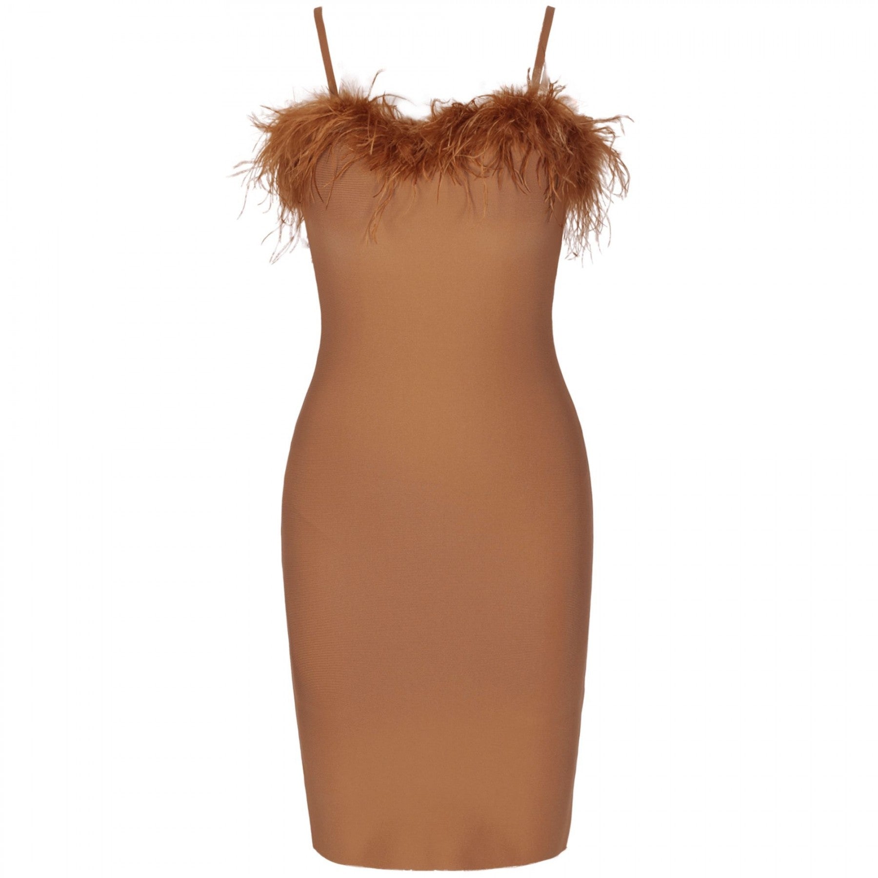 Plus Size Strappy Plume Mini Bandage Dress DPF19177