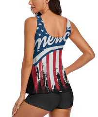 Tankini American Flag Two Piece Bathing Suits Swimwear