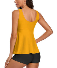 Tankini Yellow Two Piece Bathing Suits Swimwear