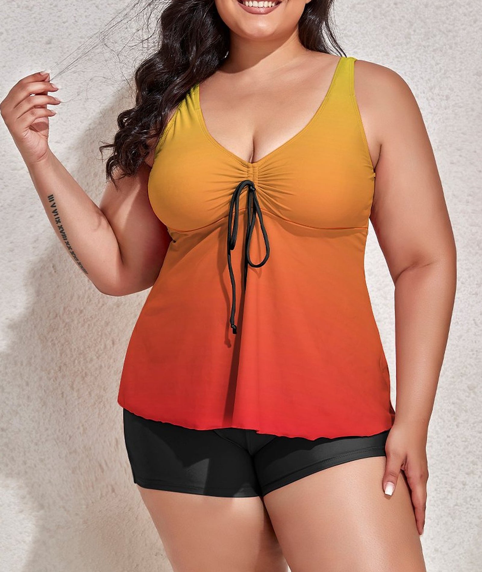 Tankini Gradient Orange Two Piece Bathing Suits Swimwear