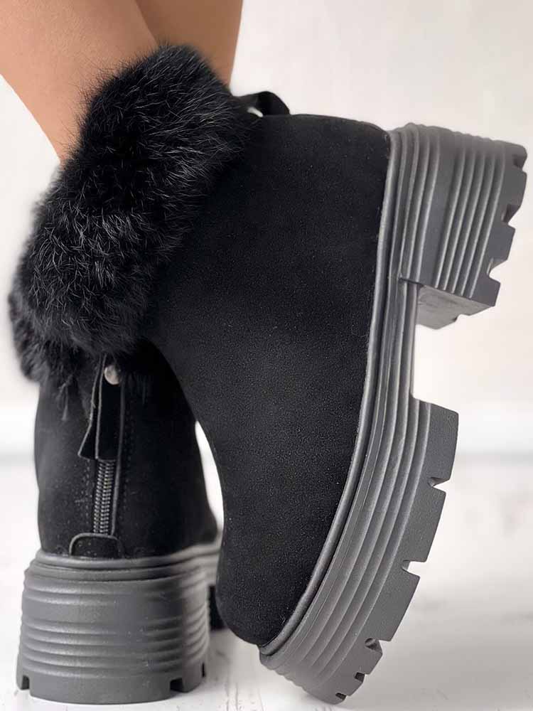 Furry Trim Lined Snow Boots