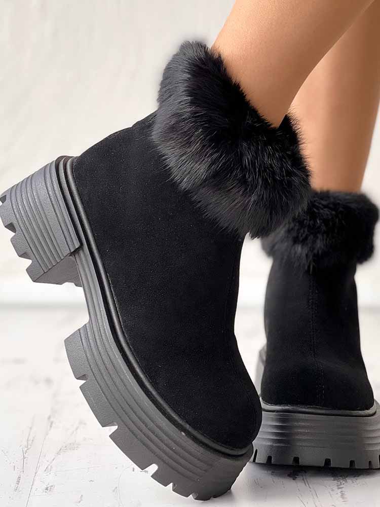 Furry Trim Lined Snow Boots