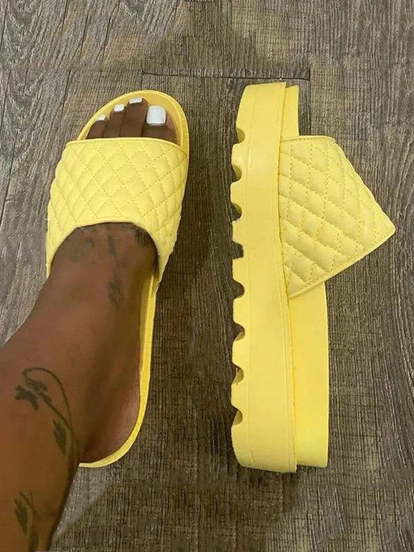 Solid Color Platform Slippers