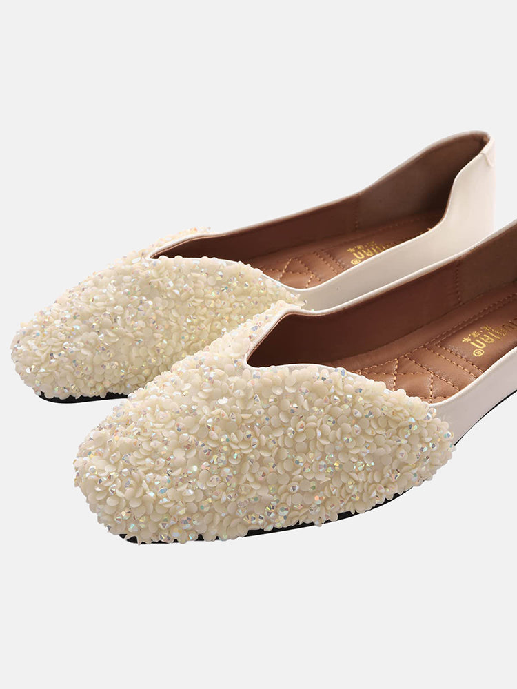 Rhinestone Sequin Flat Shoes