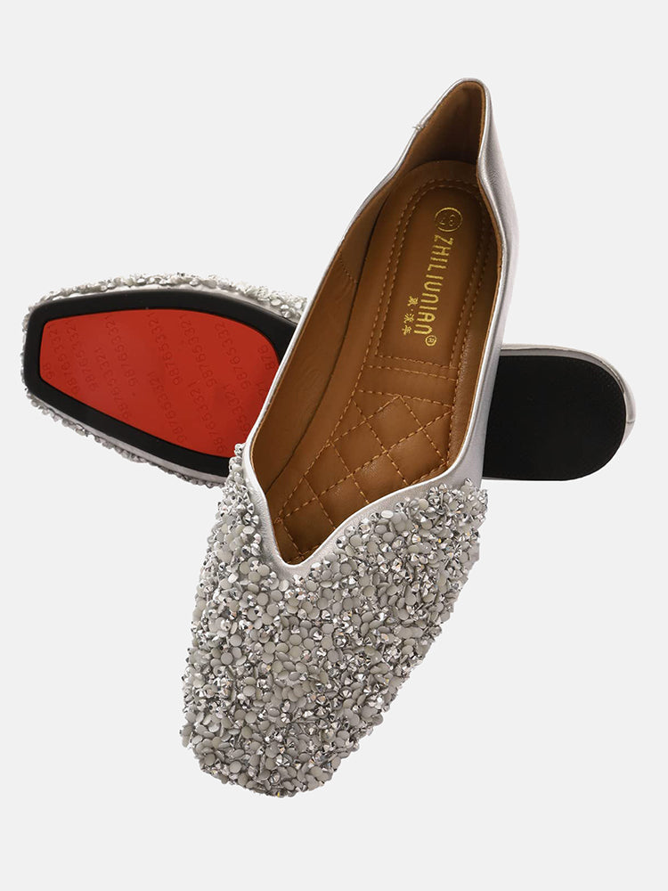 Rhinestone Sequin Flat Shoes