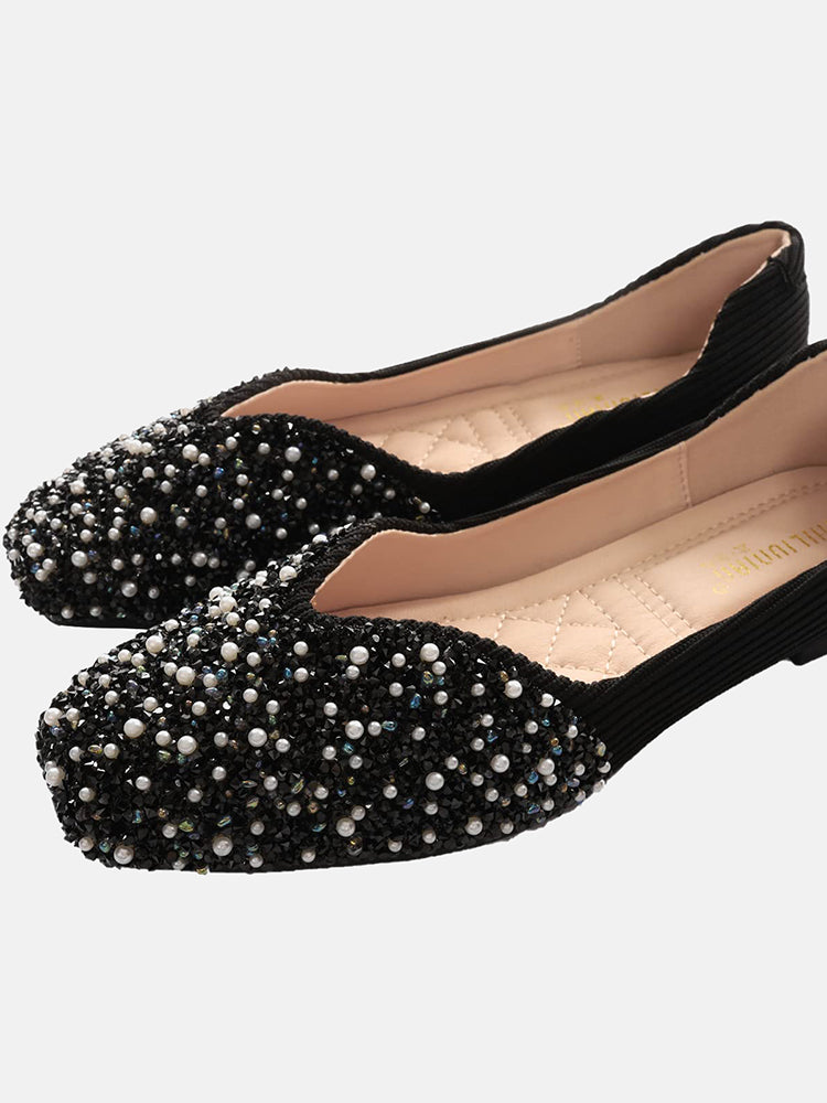 Rhinestone Sequin Flat Shoes