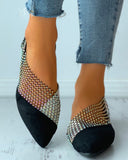 Colorblock Studded Patch Slip-On Shoes