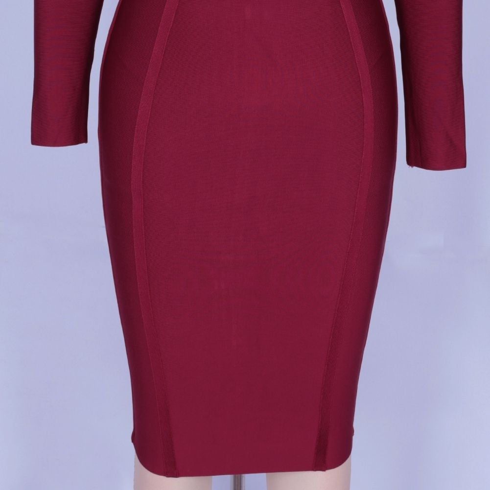 Round Neck Long Sleeve Bandage Dress PFHJ672