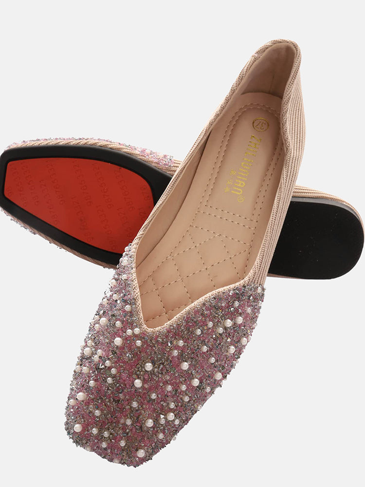 Rhinestone Sequin Flat Shoes