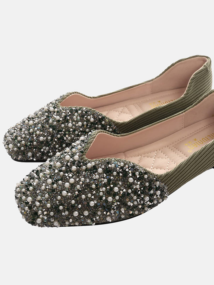 Rhinestone Sequin Flat Shoes