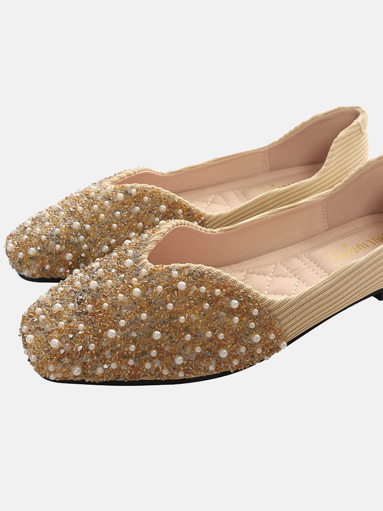 Rhinestone Sequin Flat Shoes