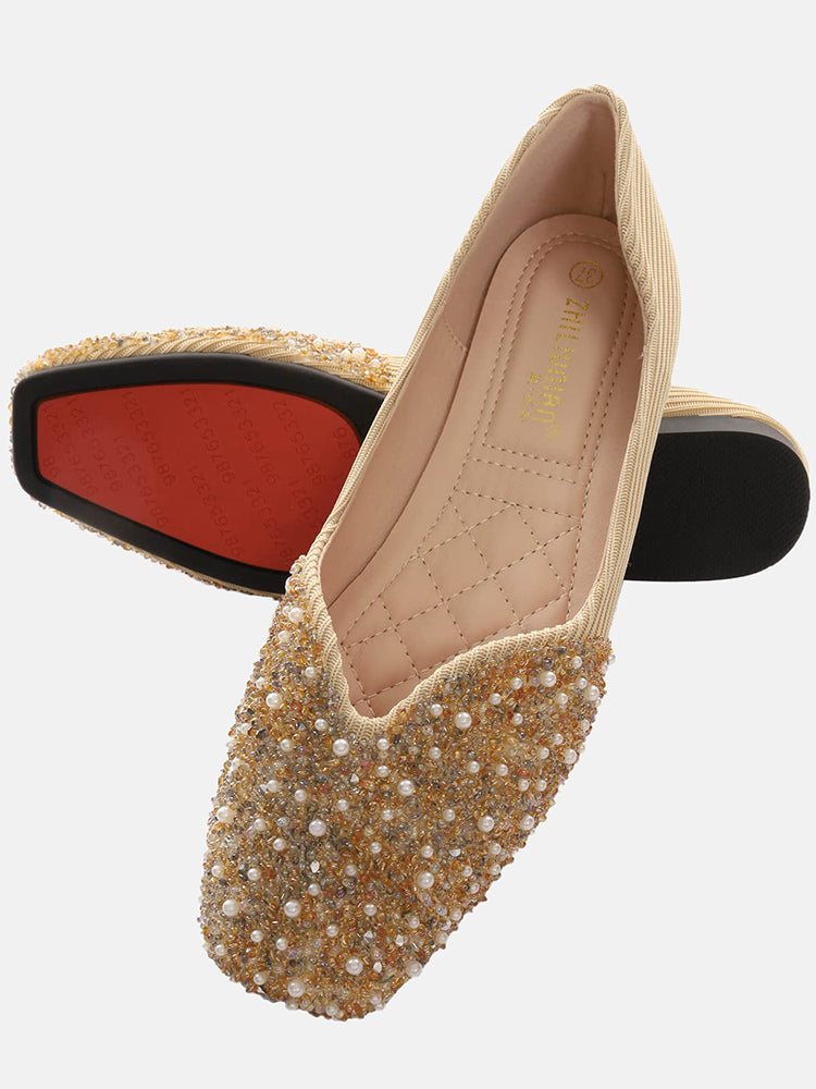 Rhinestone Sequin Flat Shoes